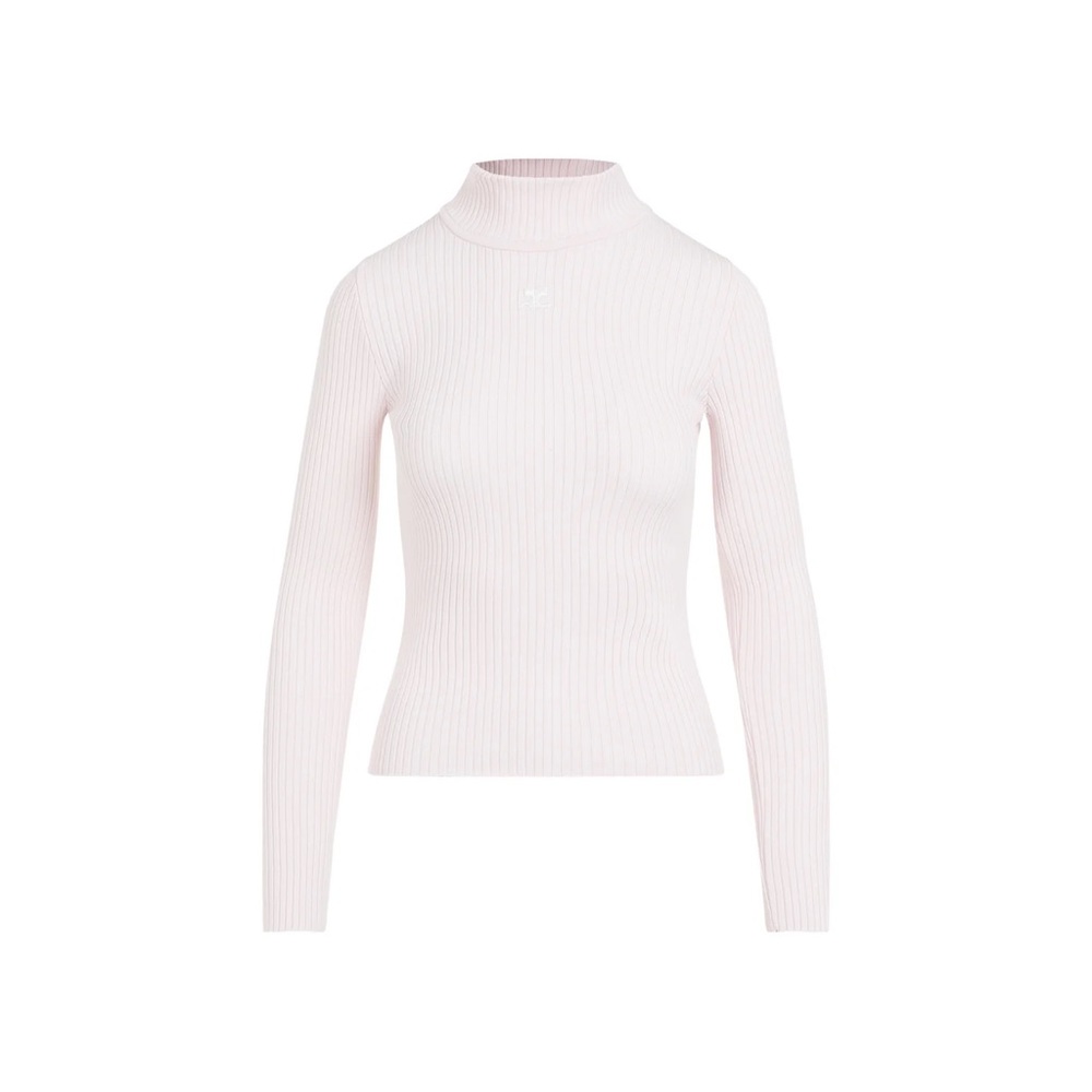 Courreges iconic ribbed Light Pink mock neck